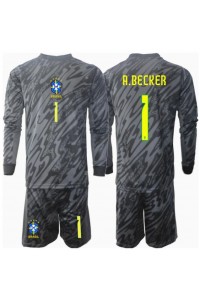 Fotbalové Dres Brazílie Alisson Becker #1 Brankářské Dětské Venkovní Oblečení Copa America 2024 Dlouhý Rukáv (+ trenýrky)